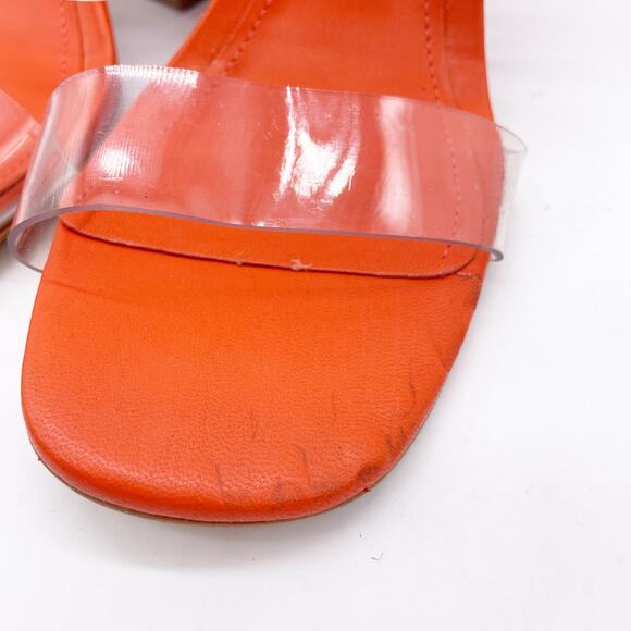 Schutz Women's Victorie High Block Leather Clear Strap Sandals Orange Size 7.5B - Picture 11 of 12